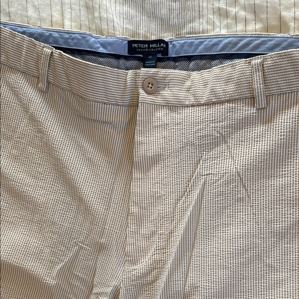 Peter Millar Men's Seersucker Tan Shorts